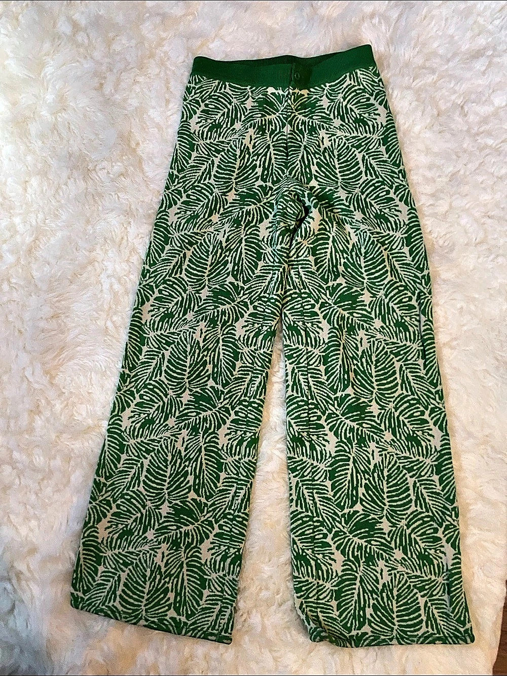 Simon Miller Jabber Knit Pant Wide Leg Green & White